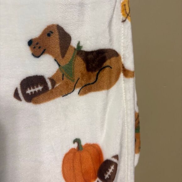 Game Day Dog & Pumpkin Football Oversized Velvet Plush Throw Blanket 60x70” NWT - Picture 7 of 7